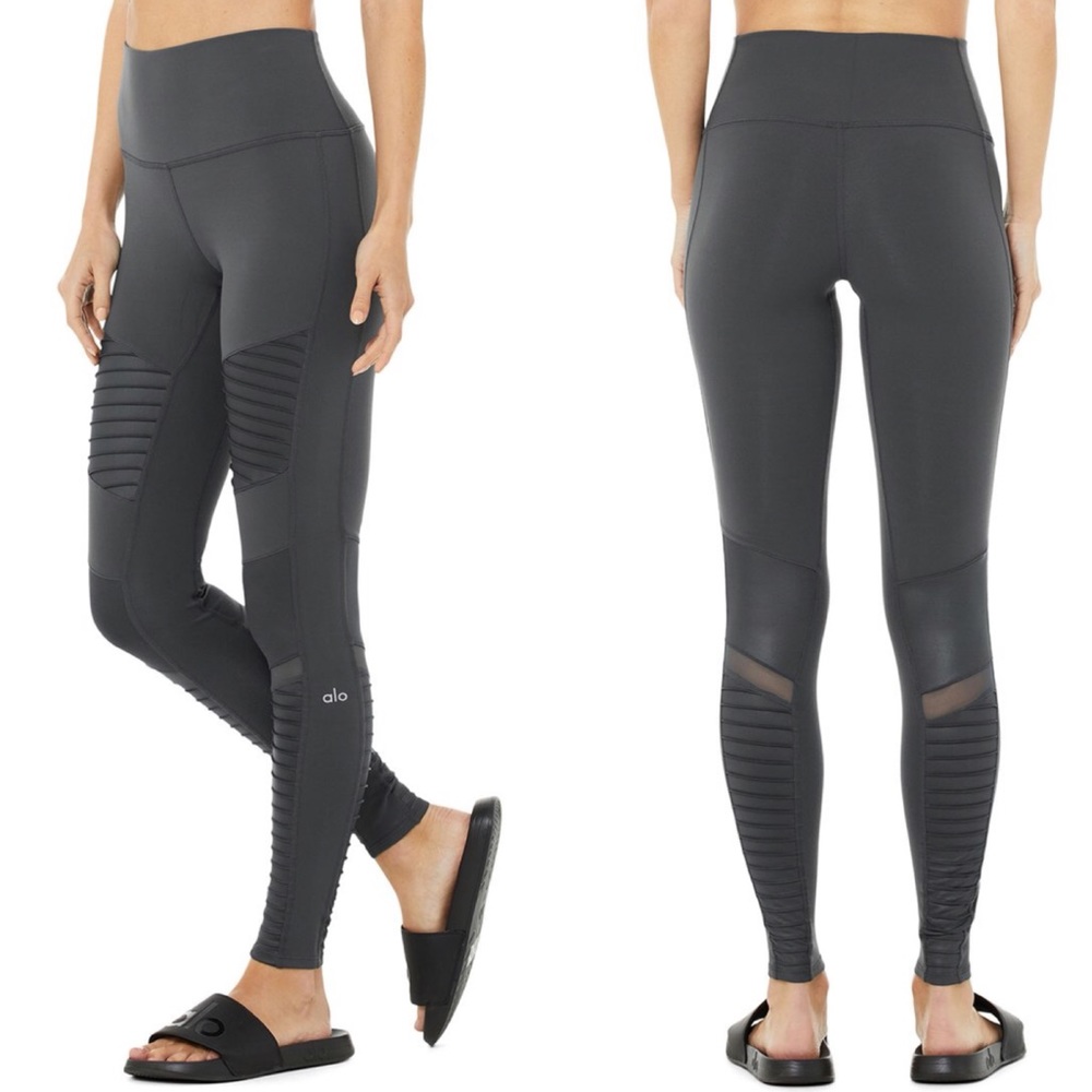 NWT Alo Yoga Moto Legging heather gray pants sz xs HP!! - Picture 3 of 3